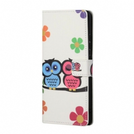 Folio Cover Huawei P Smart 2021 Coppia Di Gufi