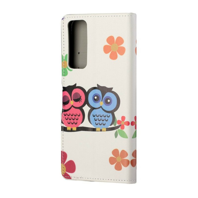 Folio Cover Huawei P Smart 2021 Coppia Di Gufi