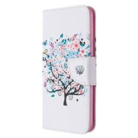 Custodia in pelle Huawei Y6p Albero Fiorito