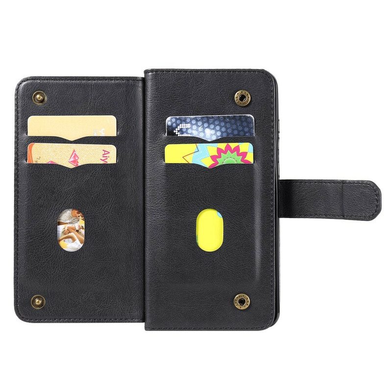 Custodia in pelle Huawei Y6p Portacarte Multifunzione Da 10 Carte
