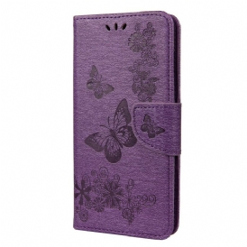 Custodia in pelle Huawei Y6p Solo Farfalle Con Cordino
