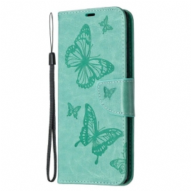 Custodia in pelle Samsung Galaxy Note 20 Folio Cover Farfalle E Lembo Obliquo