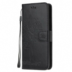 Custodia in pelle Samsung Galaxy Note 20 Perizoma Albero E Gufi