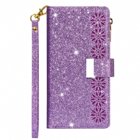 Custodia in pelle Samsung Galaxy Note 20 Portafoglio Portafoglio Con Zip In Paillettes