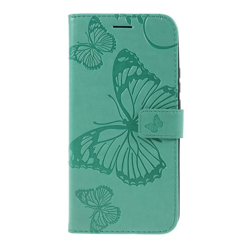 Custodia in pelle Huawei P Smart Z Farfalle Con Cinturino Gigante