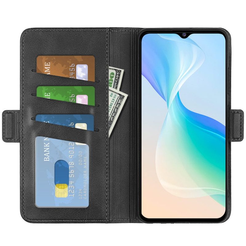 Custodia in pelle Vivo Y76 5G Folio Cover Più Doppia Patta