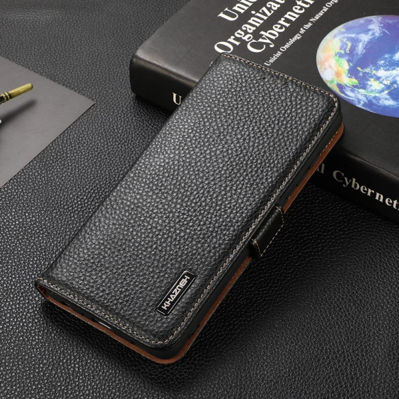 Custodia in pelle Vivo Y76 5G Pelle Litchi Khazneh Rfid