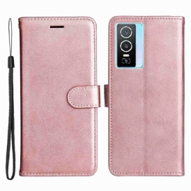 Folio Cover Vivo Y76 5G Cinturino Effetto Pelle