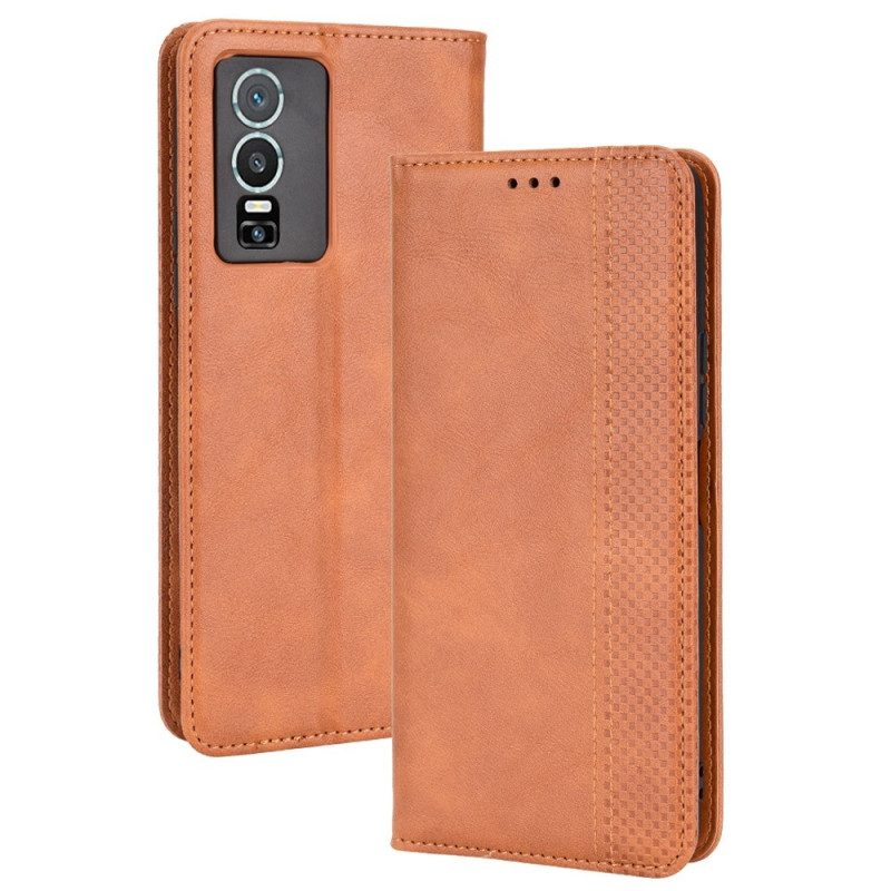 Folio Cover Vivo Y76 5G Custodia in pelle Stile Stilizzato In Pelle