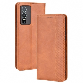 Folio Cover Vivo Y76 5G Custodia in pelle Stile Stilizzato In Pelle