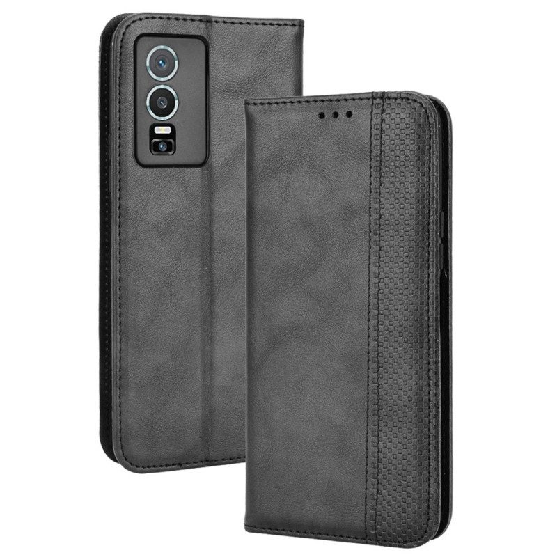 Folio Cover Vivo Y76 5G Custodia in pelle Stile Stilizzato In Pelle