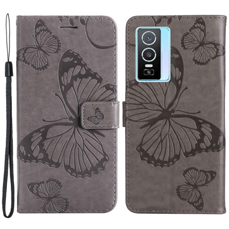Folio Cover Vivo Y76 5G Farfalle Con Cinturino Gigante
