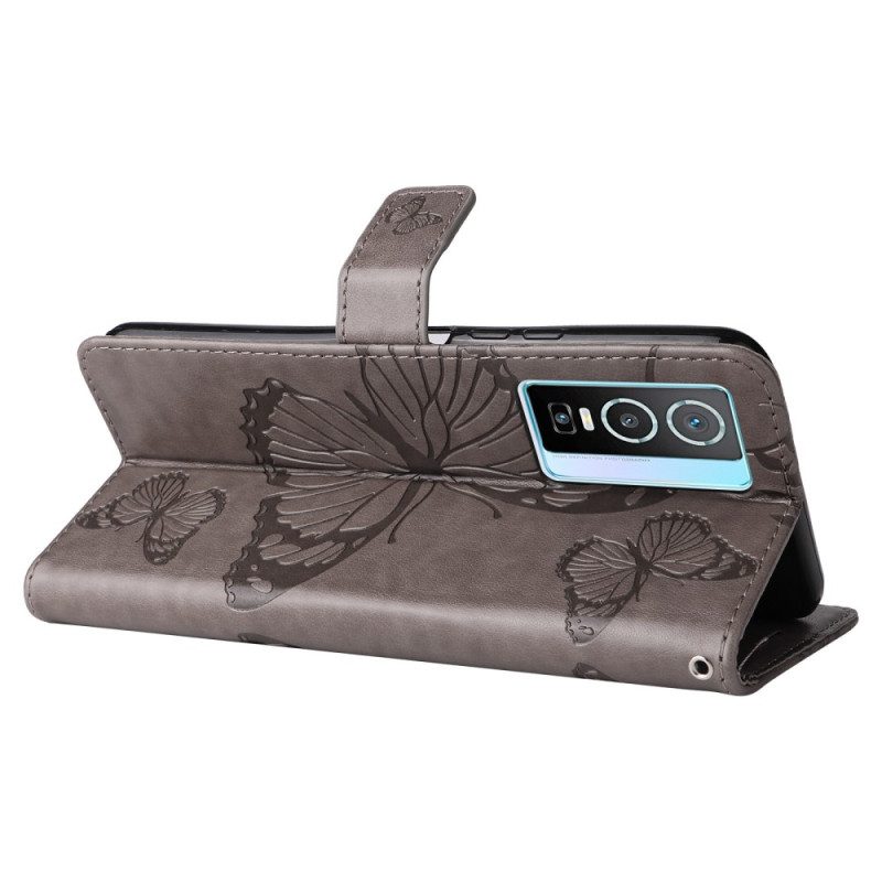 Folio Cover Vivo Y76 5G Farfalle Con Cinturino Gigante