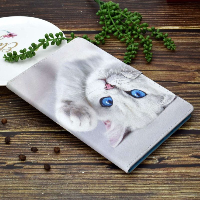 Custodia A Portafoglio iPad 10.9" (2022) Gatto Bianco Con Gli Occhi Azzurri