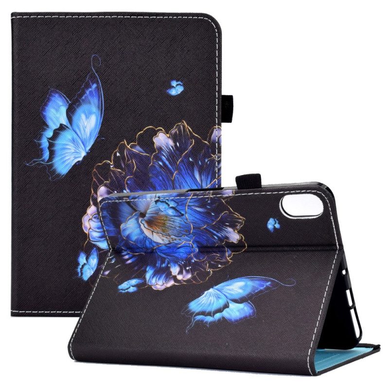 Custodia in pelle iPad 10.9" (2022) Farfalla Blu