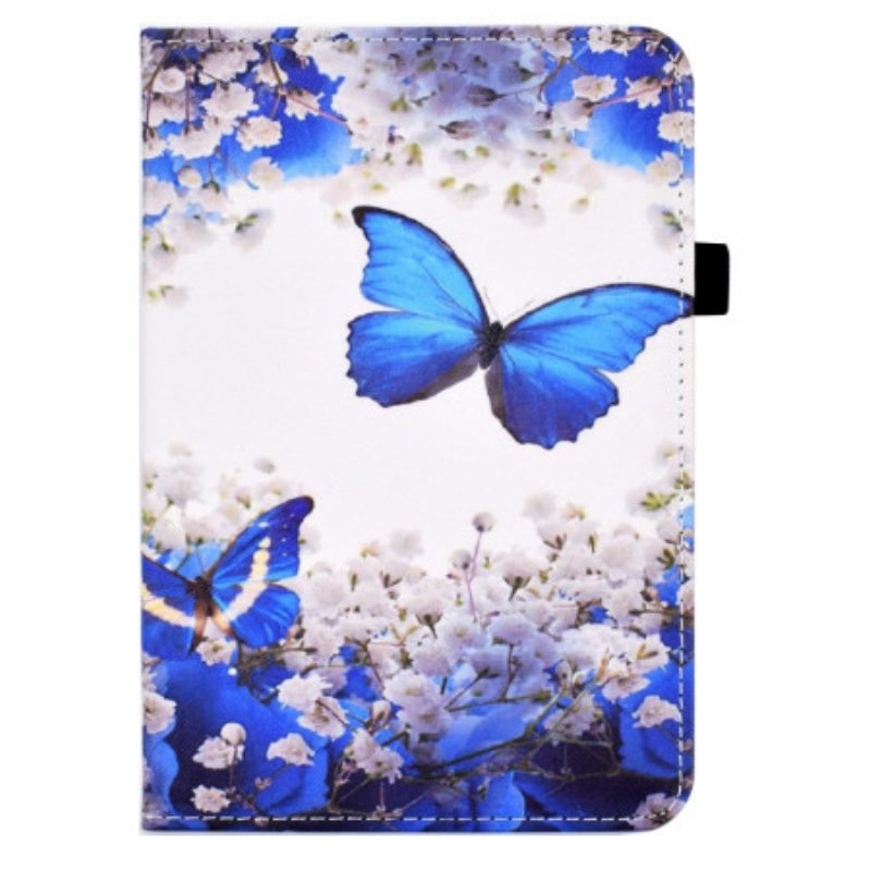 Custodia in pelle iPad 10.9" (2022) Farfalle Blu