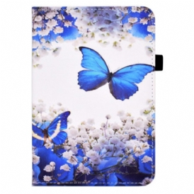 Custodia in pelle iPad 10.9" (2022) Farfalle Blu