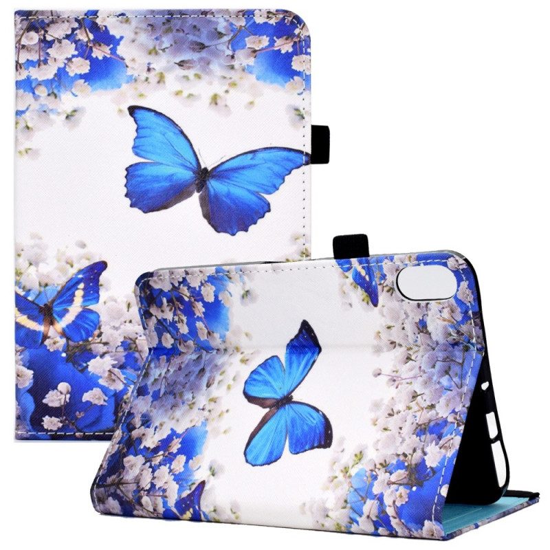 Custodia in pelle iPad 10.9" (2022) Farfalle Blu