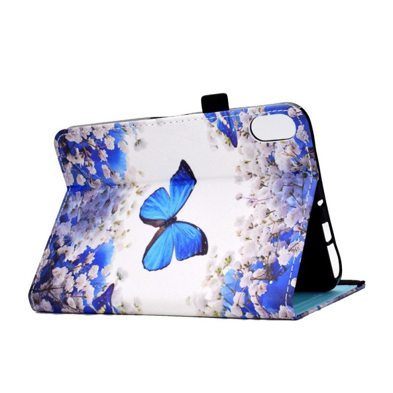 Custodia in pelle iPad 10.9" (2022) Farfalle Blu