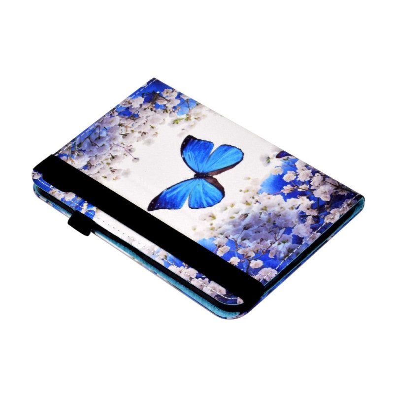 Custodia in pelle iPad 10.9" (2022) Farfalle Blu
