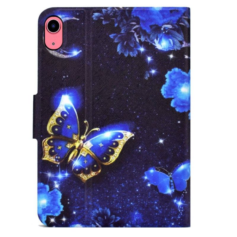 Custodia in pelle iPad 10.9" (2022) Farfalle Notturne