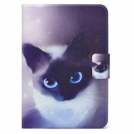 Custodia in pelle iPad 10.9" (2022) Gatto Dagli Occhi Azzurri