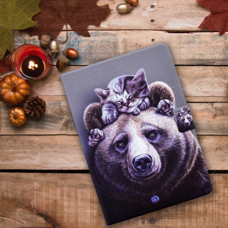 Custodia in pelle iPad 10.9" (2022) Gatto E Orso
