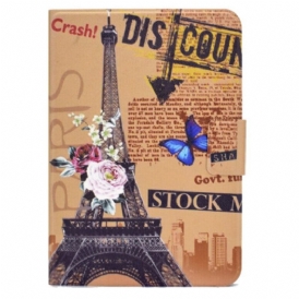 Custodia in pelle iPad 10.9" (2022) Torre Eiffel Fiorita