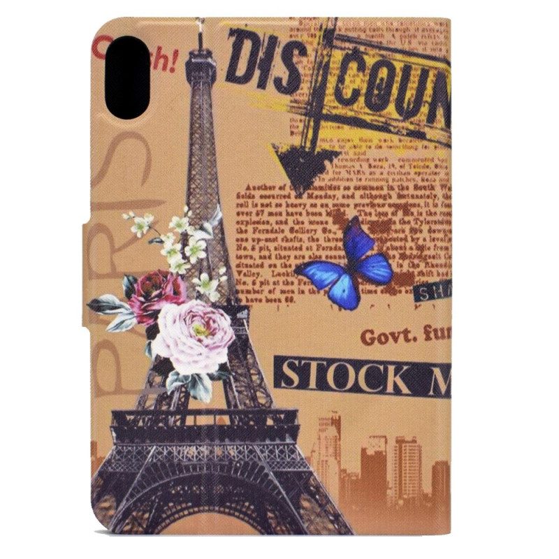 Custodia in pelle iPad 10.9" (2022) Torre Eiffel Fiorita