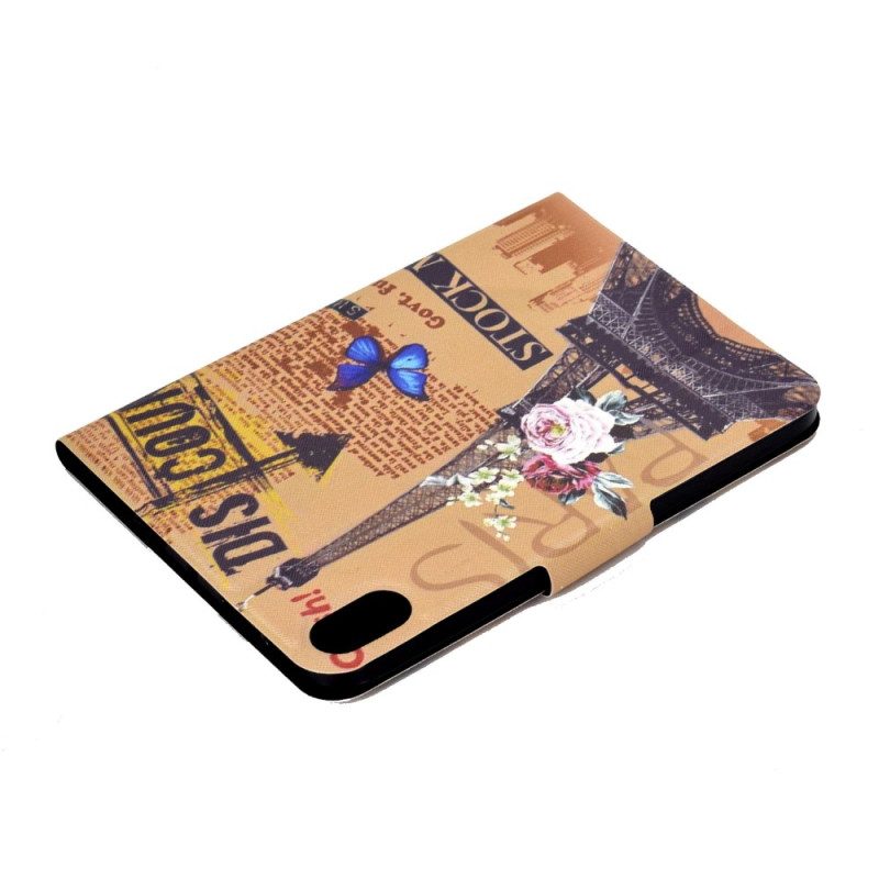 Custodia in pelle iPad 10.9" (2022) Torre Eiffel Fiorita