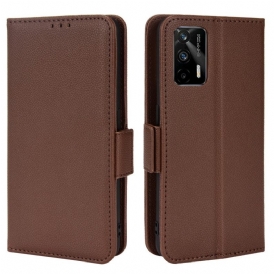 Custodia in pelle Realme GT 5G Folio Cover Flap Doppio Litchi Nuovi Colori