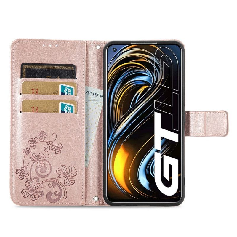 Custodia in pelle Realme GT 5G Quadrifoglio