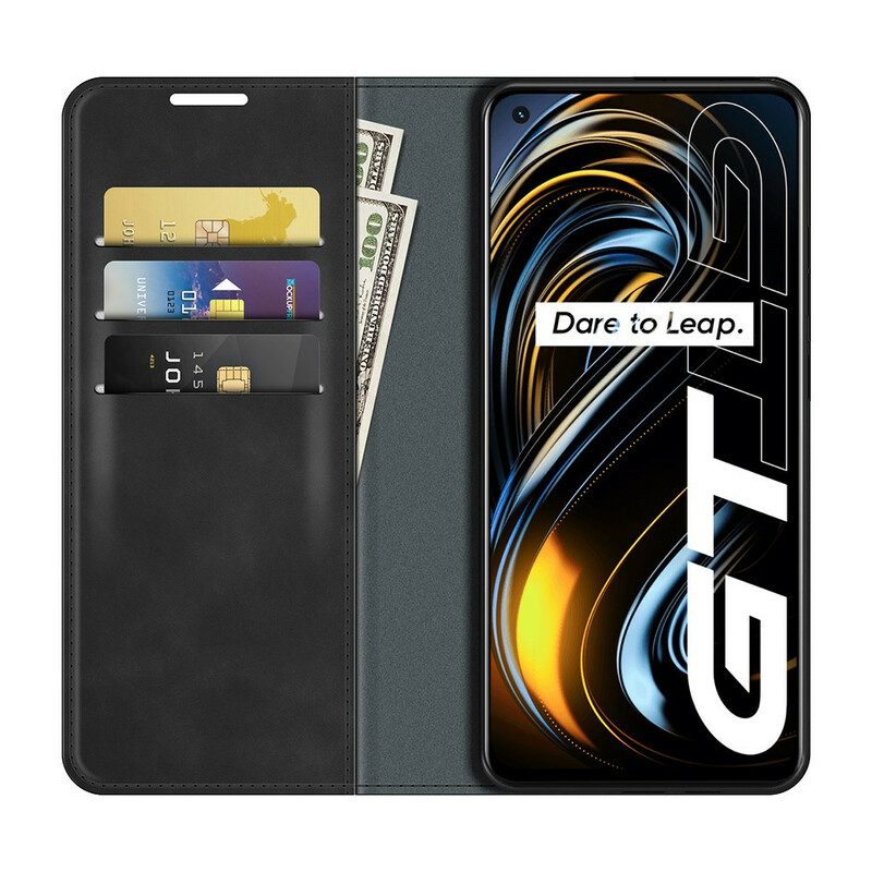 Folio Cover Realme GT 5G Custodia in pelle Cuciture In Pelle Stile