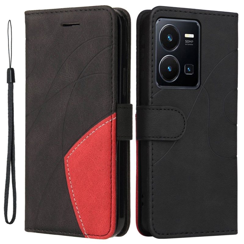 Custodia in pelle Vivo Y22s Cinturino Bicolore