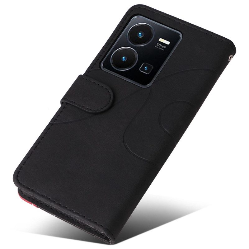 Custodia in pelle Vivo Y22s Cinturino Bicolore
