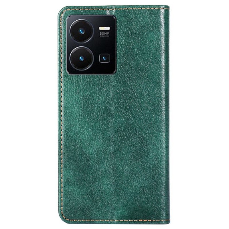 Folio Cover Vivo Y22s Custodia in pelle Cuciture In Ecopelle