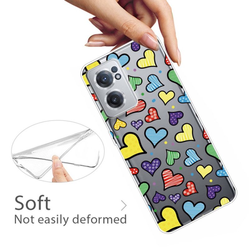 Cover OnePlus Nord CE 2 5G Cuori Multicolori