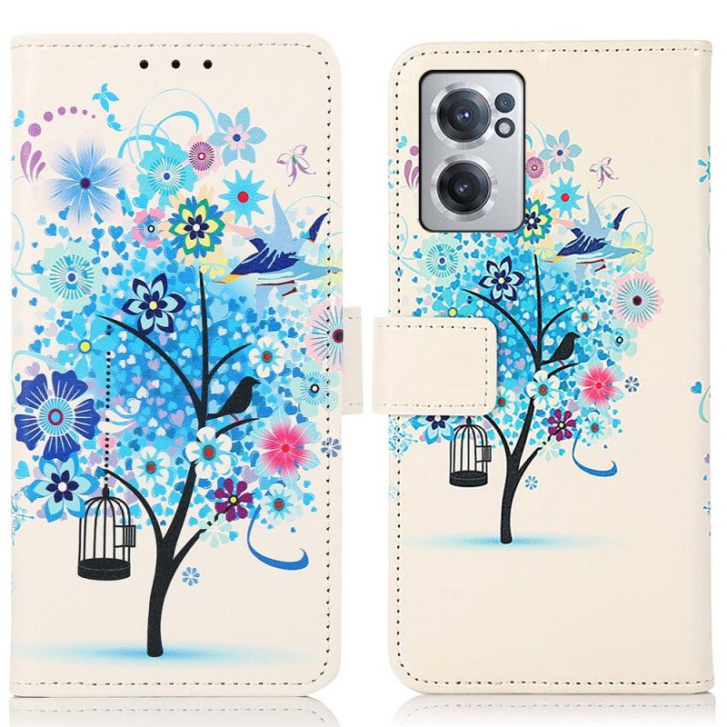 Custodia in pelle OnePlus Nord CE 2 5G Albero Blu