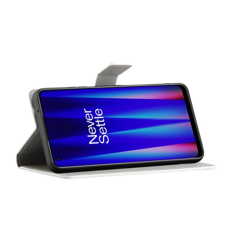 Custodia in pelle OnePlus Nord CE 2 5G Farfalla Su Tessuto