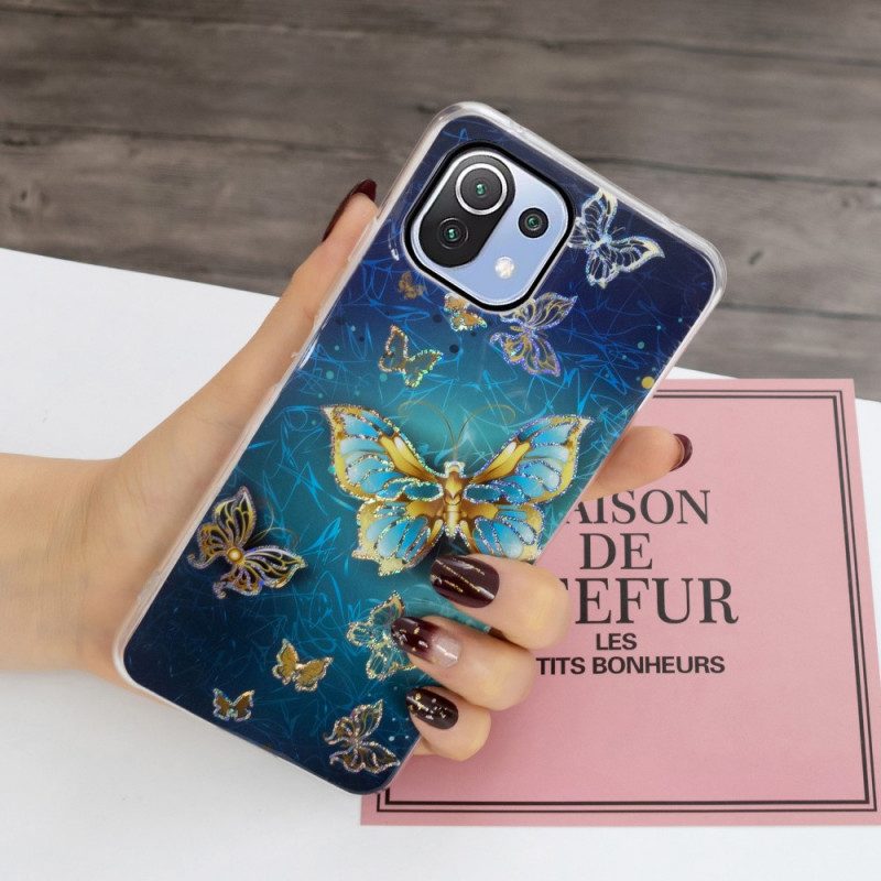 Cover Xiaomi Mi 11 Lite 4G / 5G / 5G NE Farfalle Dorate
