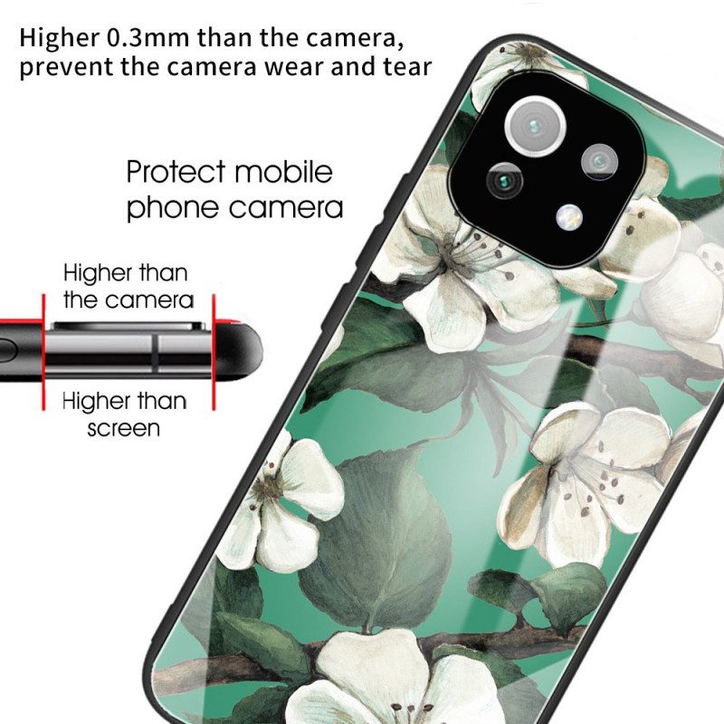 Cover Xiaomi Mi 11 Lite 4G / 5G / 5G NE Fiori In Vetro Temperato