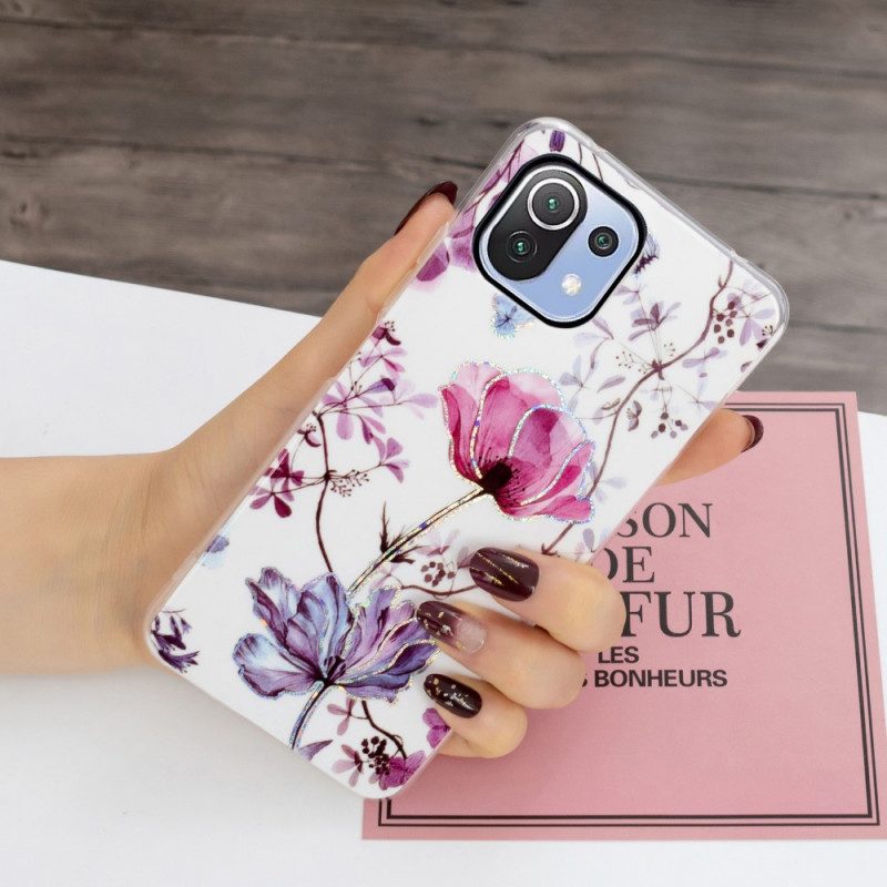 Cover Xiaomi Mi 11 Lite 4G / 5G / 5G NE Fiori Marmorizzati