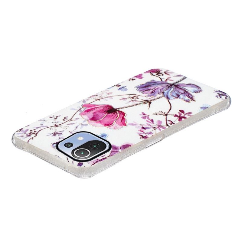 Cover Xiaomi Mi 11 Lite 4G / 5G / 5G NE Fiori Marmorizzati