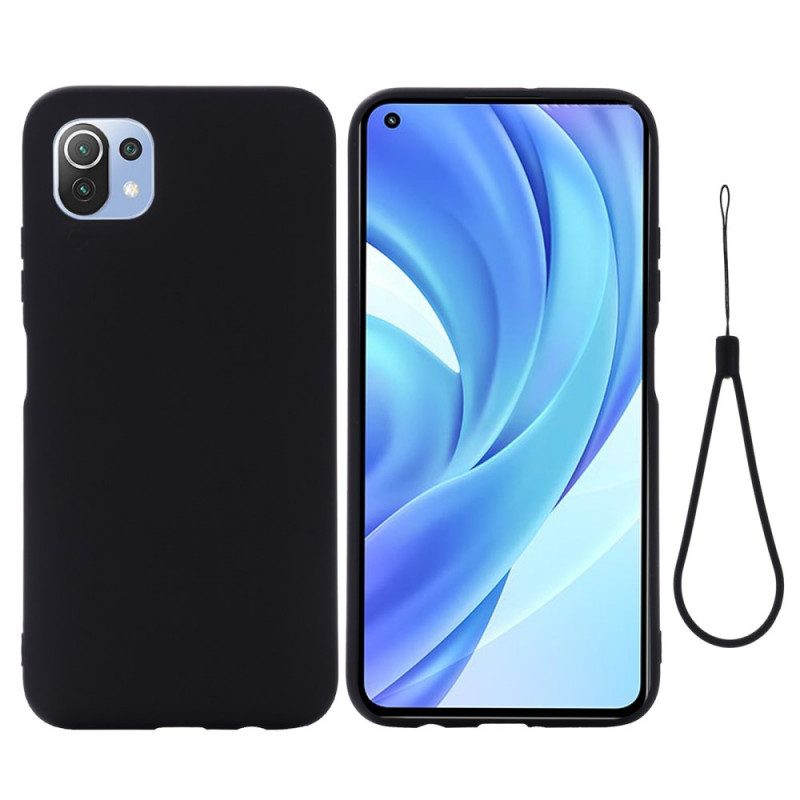 Cover Xiaomi Mi 11 Lite 4G / 5G / 5G NE Silicone Liquido Con Cordino