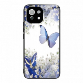 Cover Xiaomi Mi 11 Lite 4G / 5G / 5G NE Vetro Temperato Con Farfalle Blu