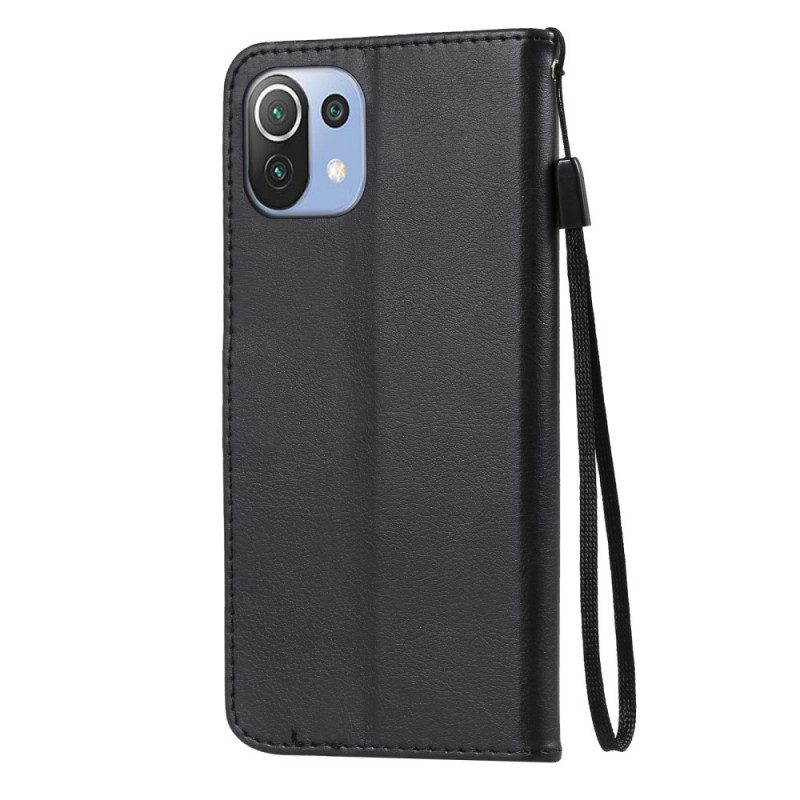 Custodia A Portafoglio Xiaomi Mi 11 Lite 4G / 5G / 5G NE Cinturino Effetto Pelle