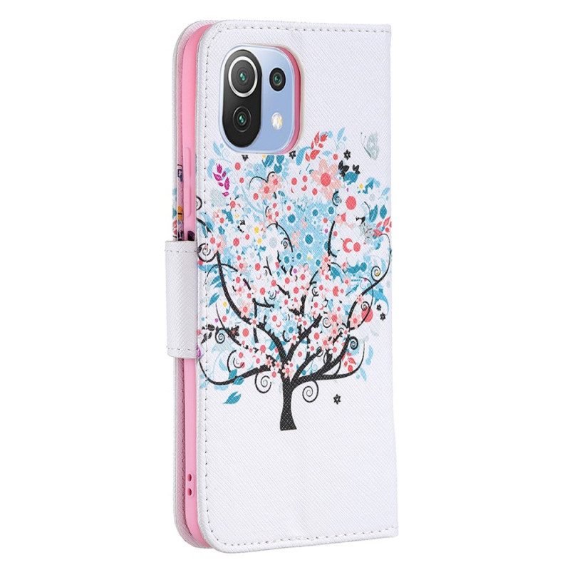 Custodia in pelle Xiaomi Mi 11 Lite 4G / 5G / 5G NE Albero Fiorito