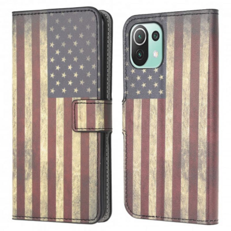 Custodia in pelle Xiaomi Mi 11 Lite 4G / 5G / 5G NE Bandiera Americana