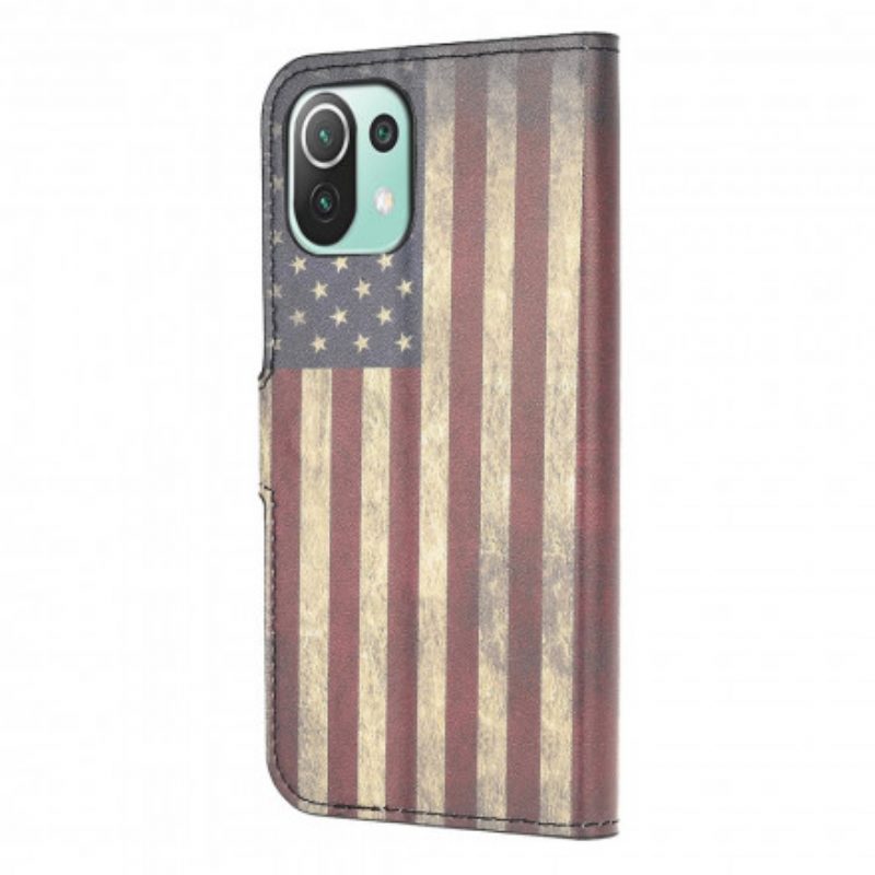 Custodia in pelle Xiaomi Mi 11 Lite 4G / 5G / 5G NE Bandiera Americana