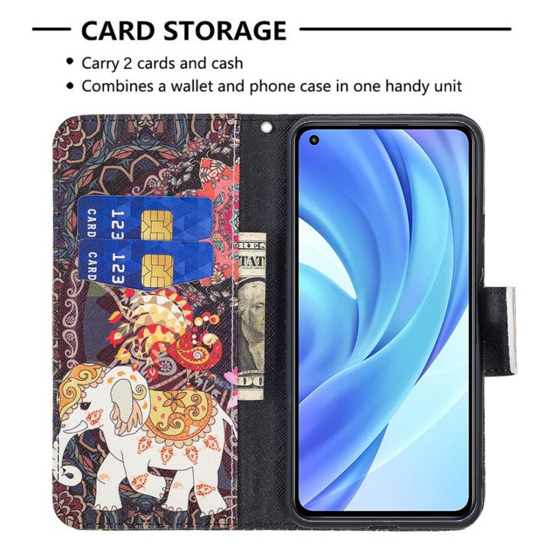 Custodia in pelle Xiaomi Mi 11 Lite 4G / 5G / 5G NE Elefanti Indiani